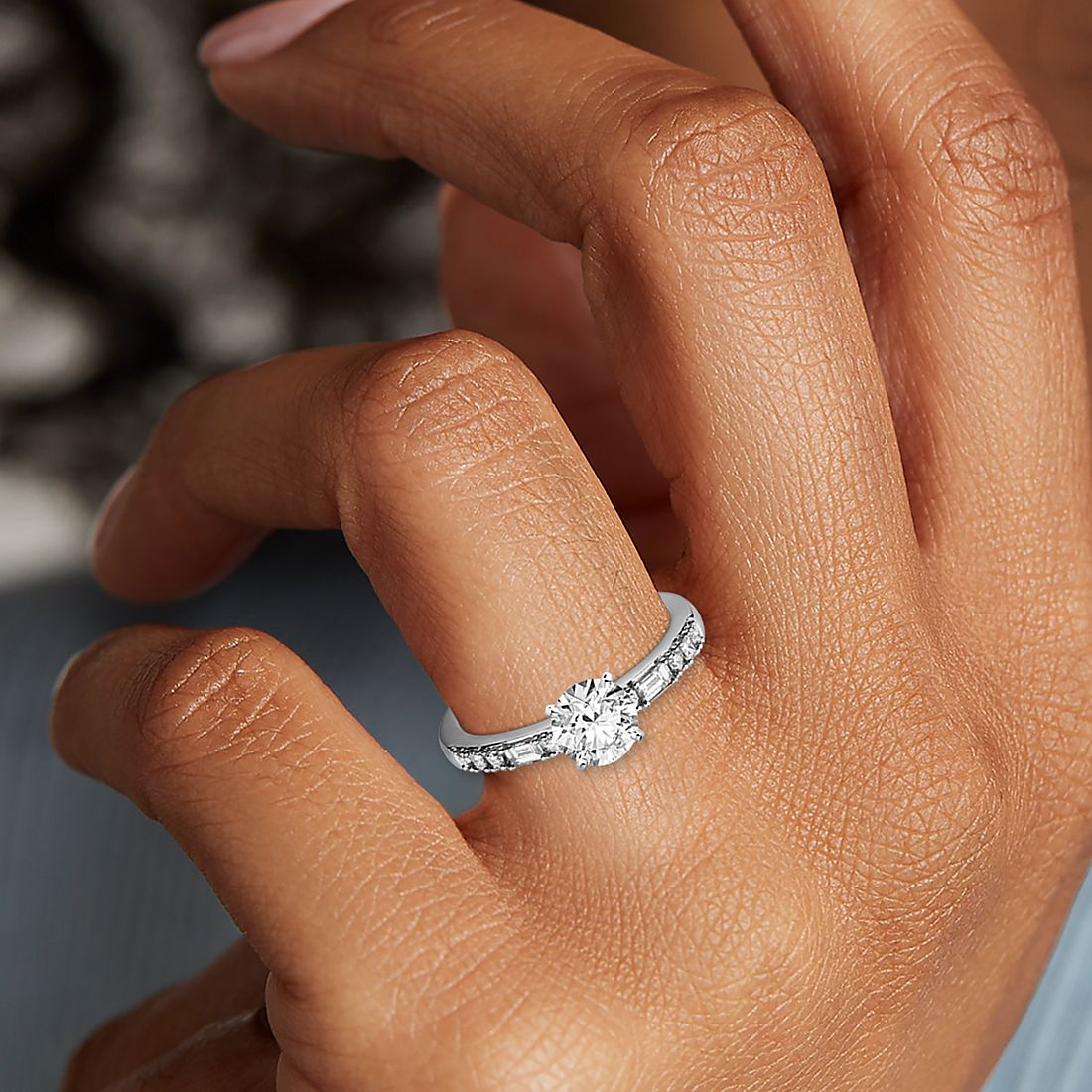 Dot Dash Diamond Engagement Ring in 14k White Gold (1/5 ct. tw